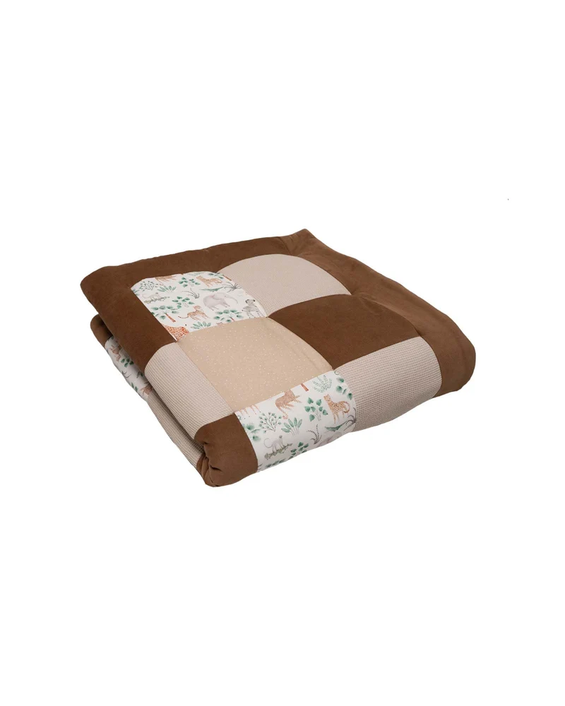 ULLENBOOM Krabbeldecke für Baby 120x120 cm - Dick und weich gepolstert Safari Braun 120 x 120 cm, Sa