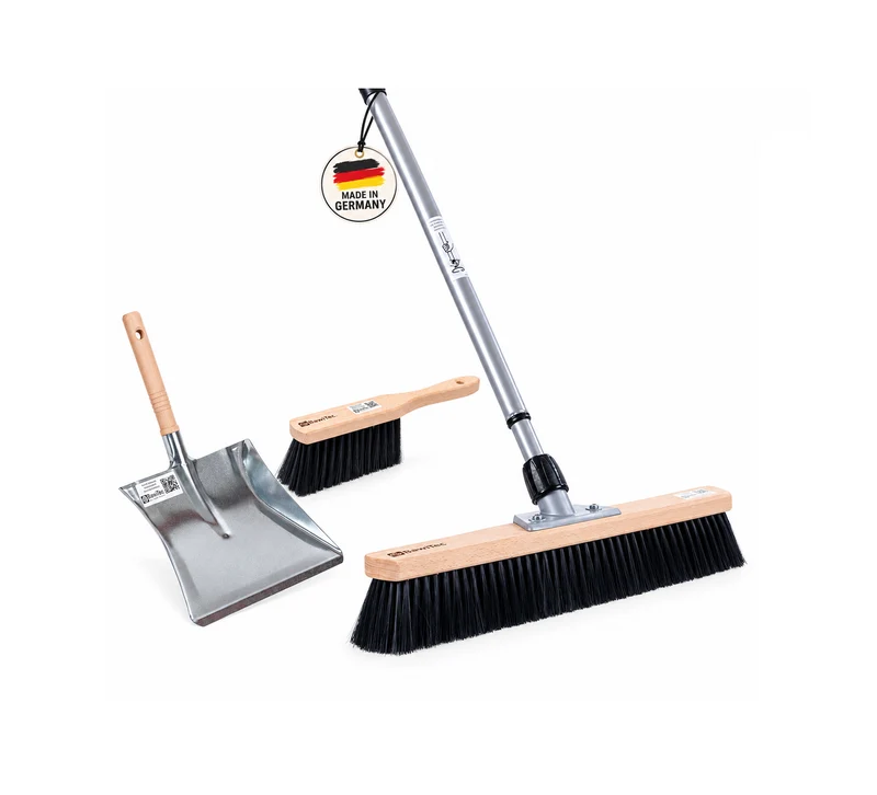 Kehrbesen Set 60 cm mit Teleskopstiel, Handfeger & Kehrschaufel