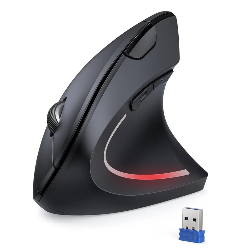 TECKNET Wireless Vertikale Ergonomische Maus, 6 Tasten Kabellose Optische Maus 4800DPI